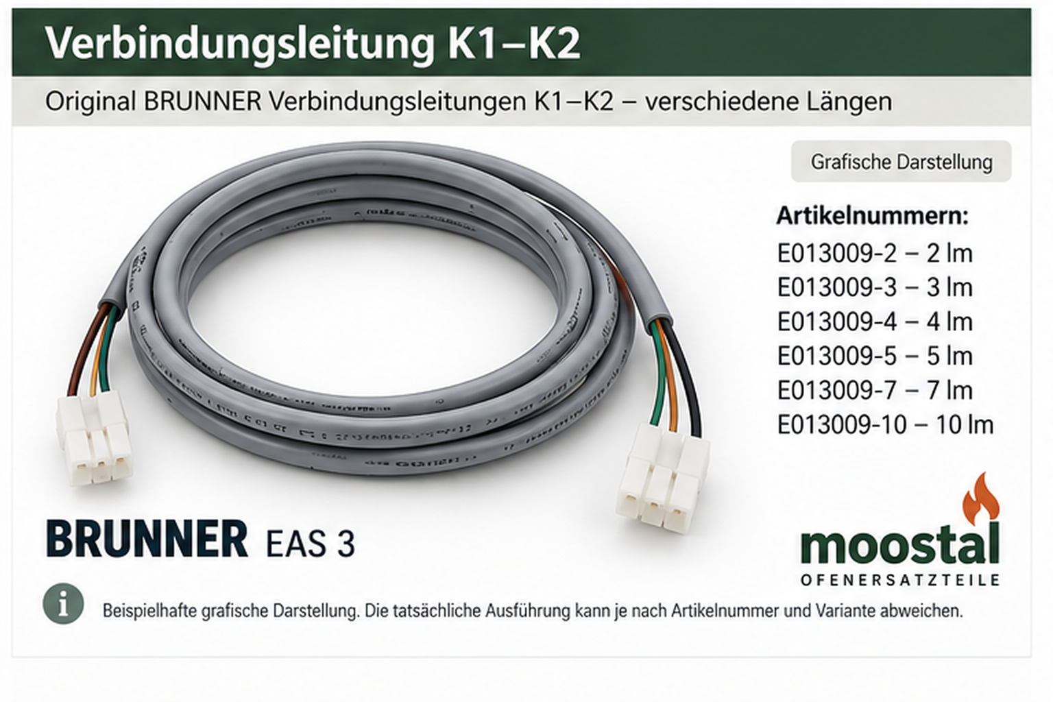 BRUNNER EAS 3 Verbindungsleitung K1 K2 – beispielhafte grafische Darstellung; tatsächliche Ausführung kann je nach Artikelnummer und Variante abweichen