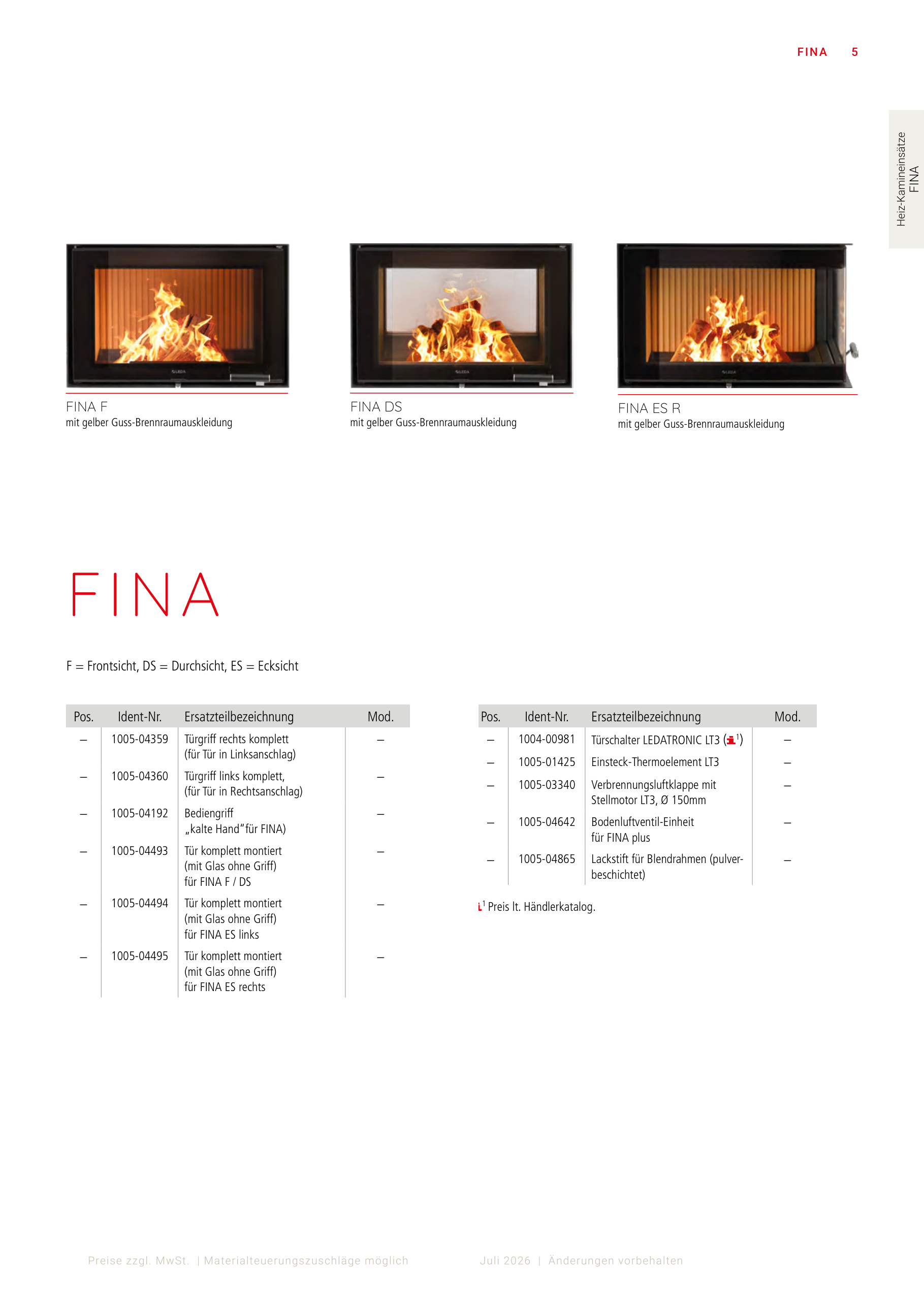 LEDA FINA | Türgriff links komplett, (für Tür in Rechtsanschlag) – LEDA Katalogseite 5 als Produktbild für 1005-04360